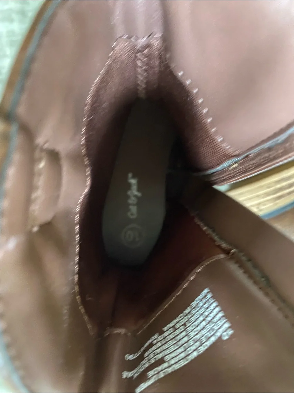 Cat & Jack Brown Embroidered Faux Leather Ankle Boots, size 10.